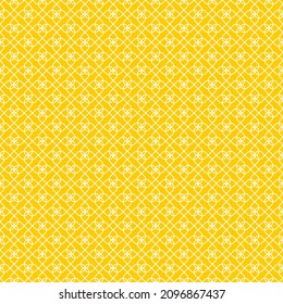 Seamless pattern of floral grid. Geometric orange background.