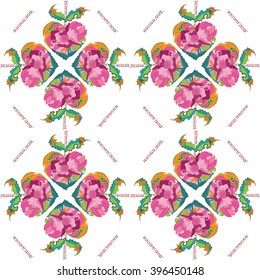 
Seamless pattern with floral hearts, element for valentine's day card, wedding day. Vector sketch illustration, romantic background.