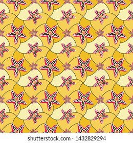 Seamless pattern with floral Illustration, Indonesian batik motif.