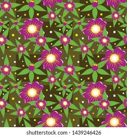Seamless pattern with floral Illustration, Indonesian batik motif.