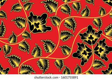 Seamless Pattern Floral Illustration Indonesian Batik Stock Vector ...