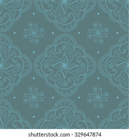 Seamless pattern with floral Indian mehndi ornament. Good for cards, invitation, wedding, t-shirt, brochure, textile, fabric, pajama pattern,  flyer, calendar. Abstract background. Vector illustration