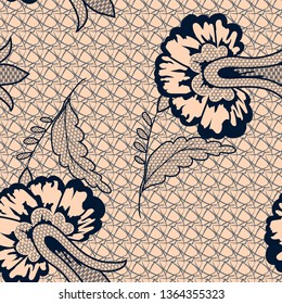 seamless pattern with floral lace.