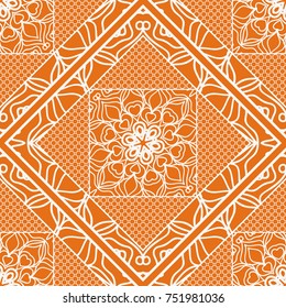 Seamless pattern with floral lace ornament, decorative border. Vector iilustration