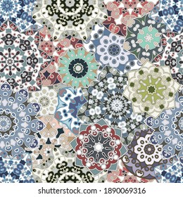 Seamless pattern with floral mandala.