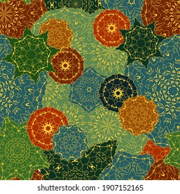 Seamless pattern with floral mandala.