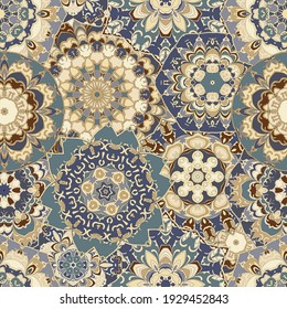 Seamless pattern with floral mandala.