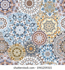 Seamless pattern with floral mandala.