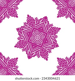 seamless pattern floral mandala textile  fabric view for digital print 