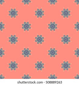 Seamless pattern with floral mandalas in beautiful colors. Vector background. Perfect for prints, wallpaper, wrapping paper etc.