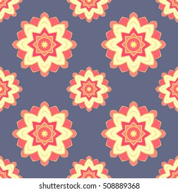 Seamless pattern with floral mandalas in beautiful colors. Vector background. Perfect for prints, wallpaper, wrapping paper etc.