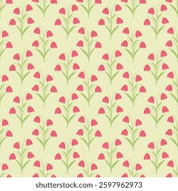 Seamless pattern, floral pattern, minimal, flower decoration, green tone, comfortable to the eyes, suitable for making wallpaper, background, tile pattern.