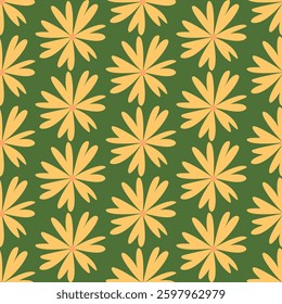 Seamless pattern, floral pattern, minimal, flower decoration, green tone, comfortable to the eyes, suitable for making wallpaper, background, tile pattern.