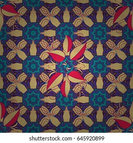 Seamless pattern with floral motif. Seamless floral pattern with blue flowers, watercolor. Vector flower illustration.