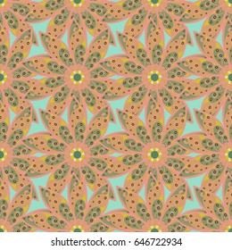 Seamless pattern with floral motif. Seamless floral pattern with blue flowers, watercolor. Vector flower illustration.