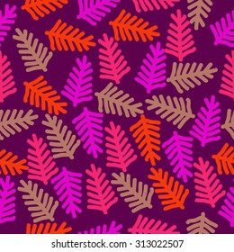 Seamless   pattern of floral motif, branches, doodles. Hand drawn.