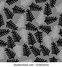 Seamless   pattern of floral motif, branches, doodles. Hand drawn.