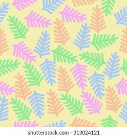 Seamless   pattern of floral motif, branches, doodles. Hand drawn.