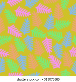 Seamless   pattern of floral motif, branches, doodles. Hand drawn.