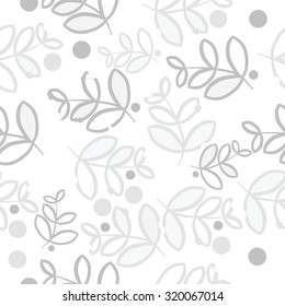 Seamless   pattern of   floral motif,   branches, leaves, ellipses, autumn theme, doodles. Hand drawn.