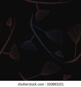 Seamless   pattern of  floral motif, branches, leaves. Hand drawn.