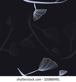 Seamless   pattern of  floral motif, branches, leaves. Hand drawn.