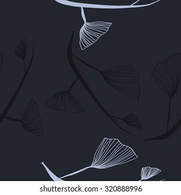 Seamless   pattern of  floral motif, branches, leaves. Hand drawn.