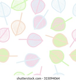 Seamless  pattern of  floral motif,  doodles,   leaves,spots, branches, hole . Hand drawn.