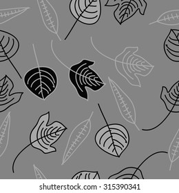 Seamless  pattern of  floral motif,  doodles,   leaves,spots, branches, hole . Hand drawn, autumn theme.