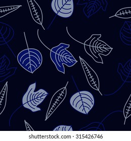 Seamless  pattern of  floral motif,  doodles,   leaves,spots, branches, hole . Hand drawn, autumn theme.