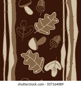 Seamless    pattern  of  floral  motif, doodles, acorns, leaves, oak , ellipses. Hand drawn.