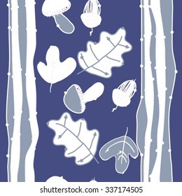 Seamless    pattern  of  floral  motif, doodles, acorns, leaves, oak , ellipses. Hand drawn.