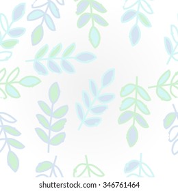 Seamless pattern  of floral  motif, doodles, branches, leaves. Hand drawn.