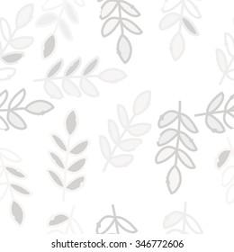 Seamless pattern  of floral  motif, doodles, branches, leaves. Hand drawn.
