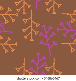 Seamless pattern  of floral  motif, doodles, branches, twigs. Hand drawn.