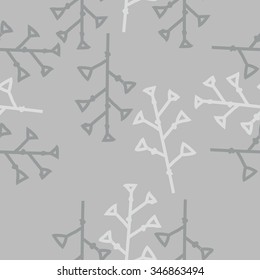 Seamless pattern  of floral  motif, doodles, branches, twigs. Hand drawn.