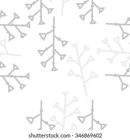 Seamless pattern  of floral  motif, doodles, branches, twigs. Hand drawn.