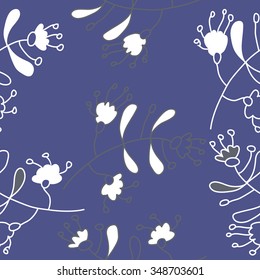 Seamless pattern  of floral motif, doodles, branches, spots,leaves, hole. Hand drawn.