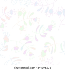 Seamless pattern  of floral motif, doodles, branches, spots,leaves, hole. Hand drawn.