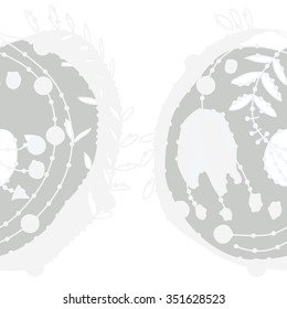 Seamless pattern  of floral motif, doodles, hole, spots,stamens,leaves, garland, tulip. Hand drawn.