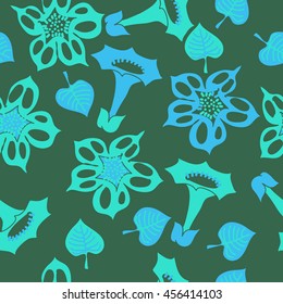 Seamless    pattern of floral motif, doodles, flowers, leaves, spot, hole,  object. Hand drawn.