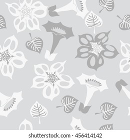 Seamless    pattern of floral motif, doodles, flowers, leaves, spot, hole,  object. Hand drawn.