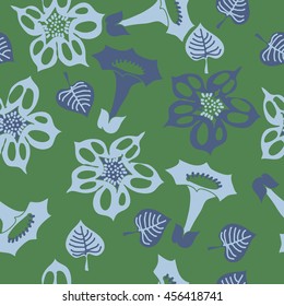 Seamless    pattern of floral motif, doodles, flowers, leaves, spot, hole,  object. Hand drawn.