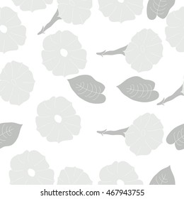 Seamless    pattern of floral motif,  doodles,  object,flowers, leaves, ellipses, hole  . Hand drawn.