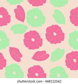 Seamless    pattern of floral motif,  doodles,  object,flowers, leaves, ellipses, hole. Hand drawn.
