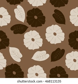 Seamless    pattern of floral motif,  doodles,  object,flowers, leaves, ellipses, hole. Hand drawn.