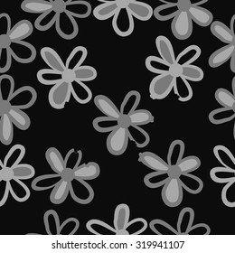 Seamless   pattern of floral motif, ellipses, stripes,flowers, doodles. Hand drawn.