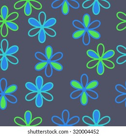 Seamless   pattern of floral motif, ellipses, stripes,flowers.