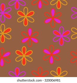 Seamless   pattern of floral motif, ellipses, stripes,flowers.