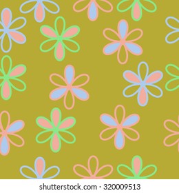 Seamless   pattern of floral motif, ellipses, stripes,flowers.